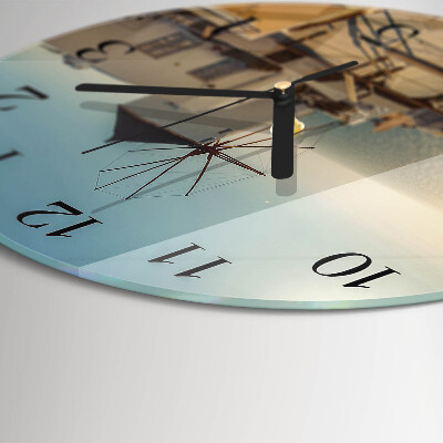 Wanduhr rund Santorini