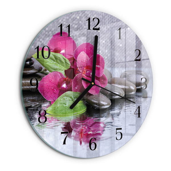 Wanduhr rund Orchidee