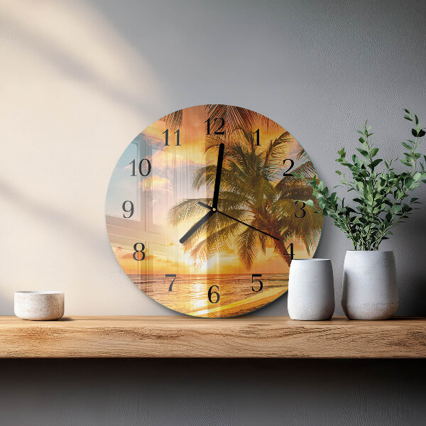 Wanduhr rund Sonnenuntergang
