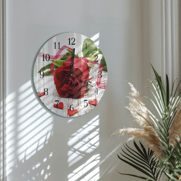 Wanduhr rund Rose