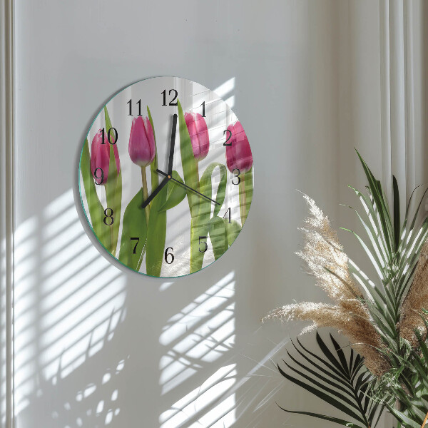 Wanduhr rund Tulpen
