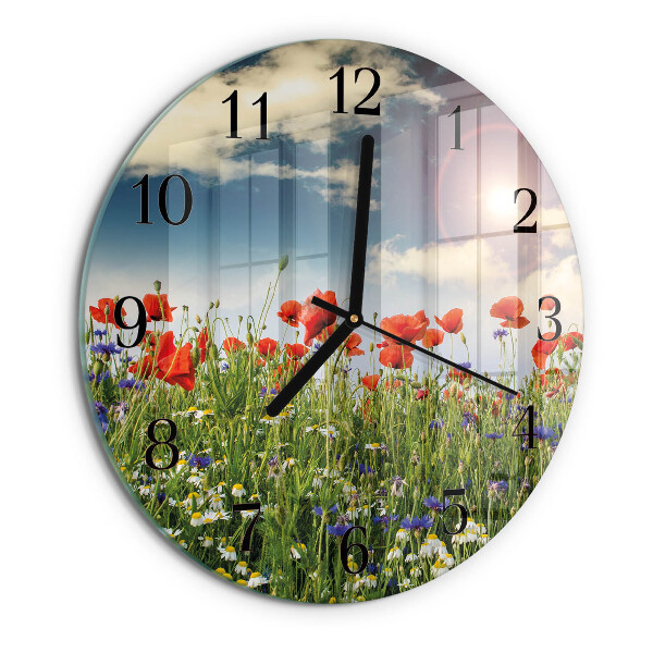 Wanduhr rund Wiese