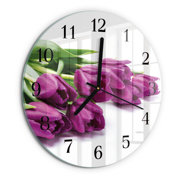 Wanduhr rund Tulpen