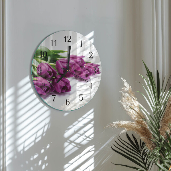 Wanduhr rund Tulpen