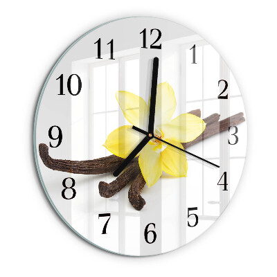 Wanduhr rund Vanilleorchidee