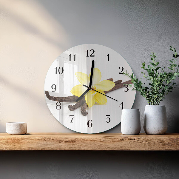 Wanduhr rund Vanilleorchidee