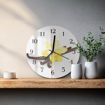 Wanduhr rund Vanilleorchidee