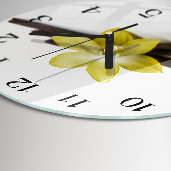 Wanduhr rund Vanilleorchidee