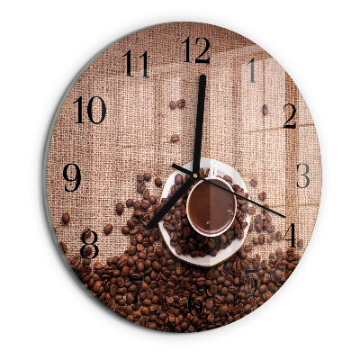 Wanduhr rund Kaffeebohnen