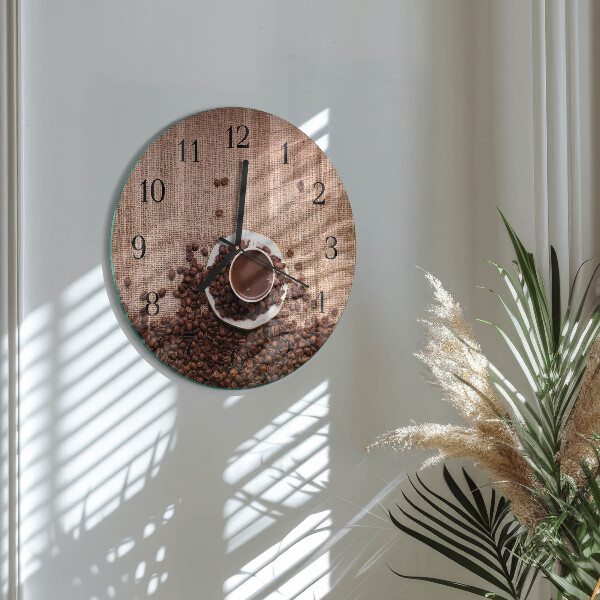 Wanduhr rund Kaffeebohnen
