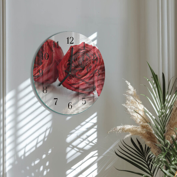 Wanduhr rund Blumen