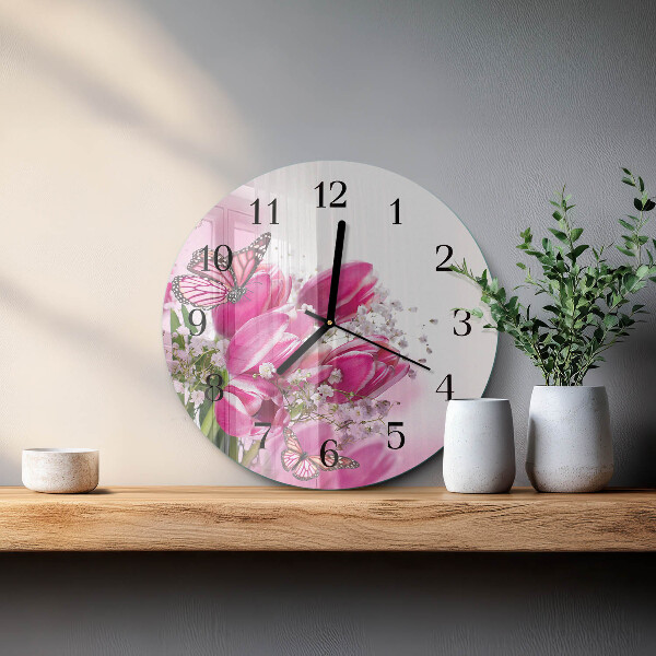 Wanduhr rund Schmetterling
