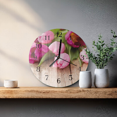 Wanduhr rund Tulpen