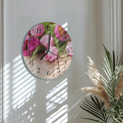 Wanduhr rund Tulpen