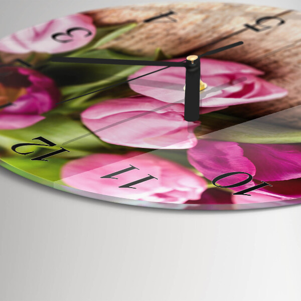Wanduhr rund Tulpen
