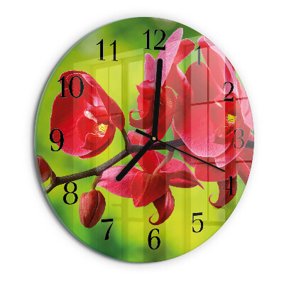 Wanduhr rund Orchidee