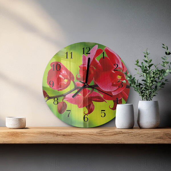 Wanduhr rund Orchidee