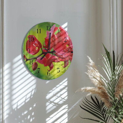 Wanduhr rund Orchidee