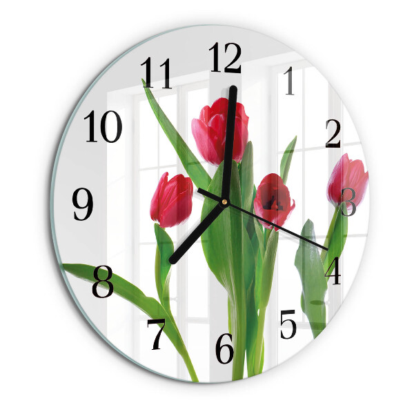 Wanduhr rund Tulpen