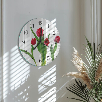 Wanduhr rund Tulpen