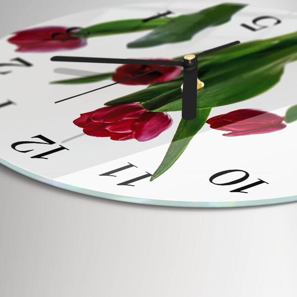 Wanduhr rund Tulpen