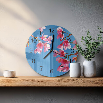 Wanduhr rund Blumen