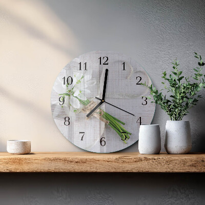 Wanduhr rund Blumenstrauß
