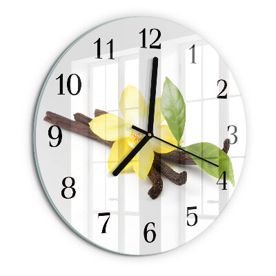 Wanduhr rund Vanilleorchidee