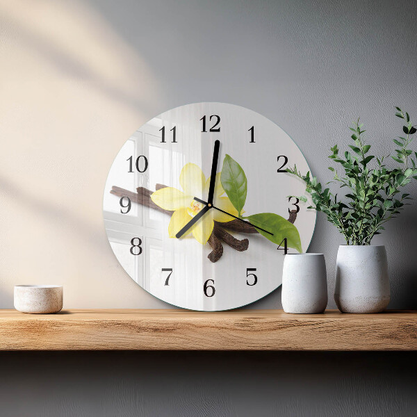 Wanduhr rund Vanilleorchidee