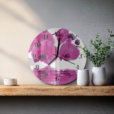 Wanduhr rund Orchidee