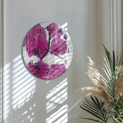 Wanduhr rund Orchidee