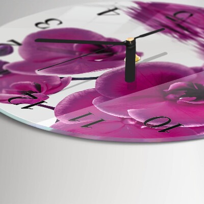 Wanduhr rund Orchidee