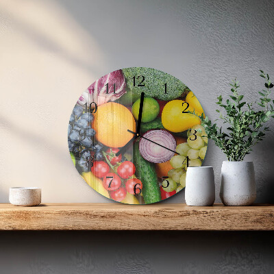 Wanduhr rund Obst und Gemüse