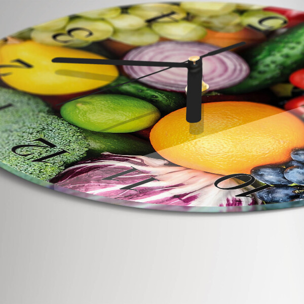 Wanduhr rund Obst und Gemüse