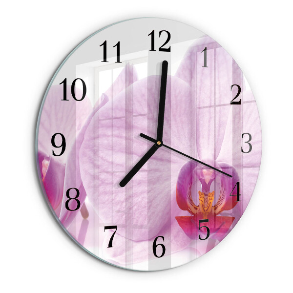 Wanduhr rund Orchidee