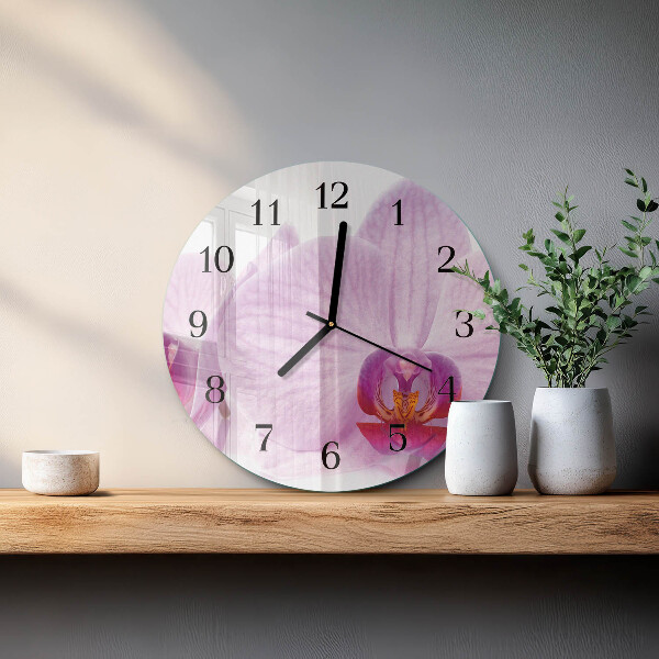 Wanduhr rund Orchidee