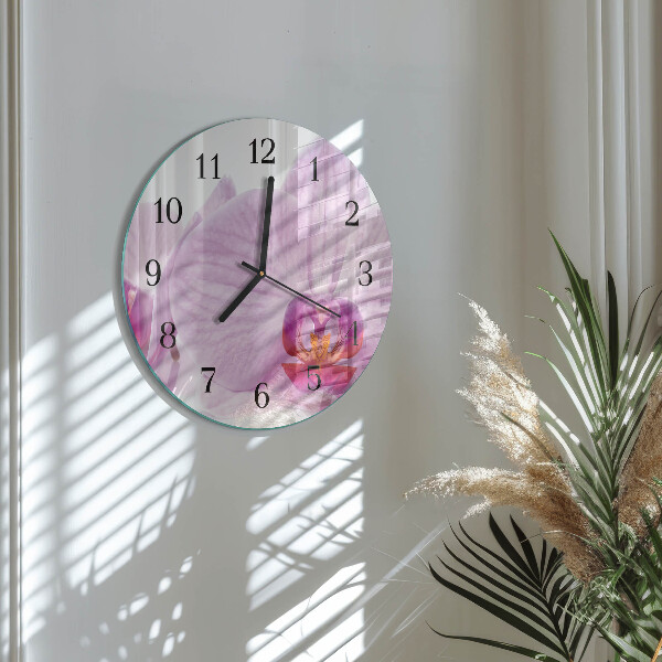 Wanduhr rund Orchidee