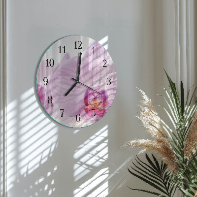 Wanduhr rund Orchidee