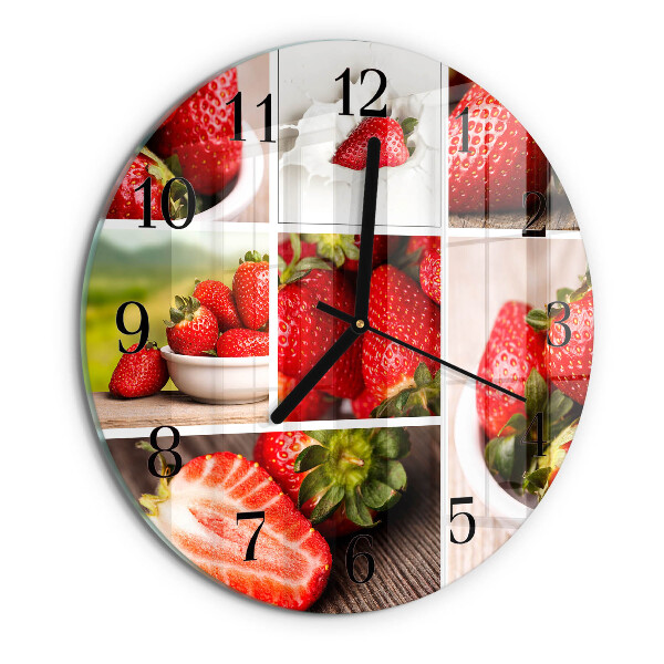 Wanduhr rund Erdbeeren