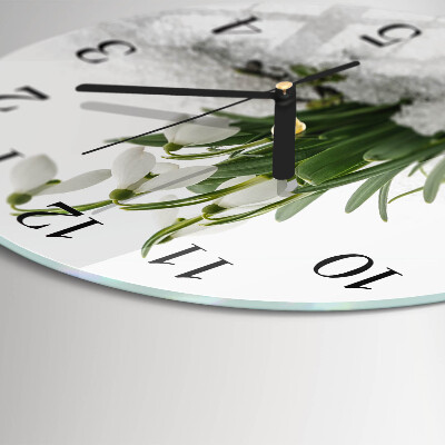 Wanduhr rund Schneeglöckchen