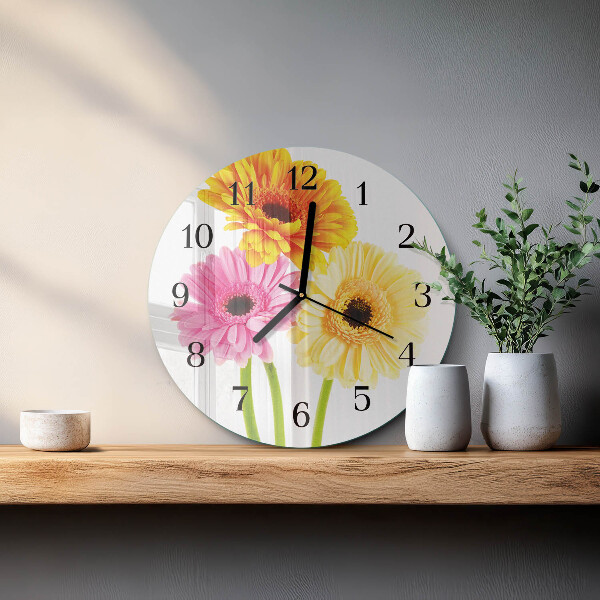 Wanduhr rund Blumen