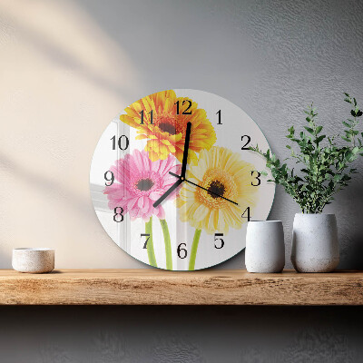 Wanduhr rund Blumen