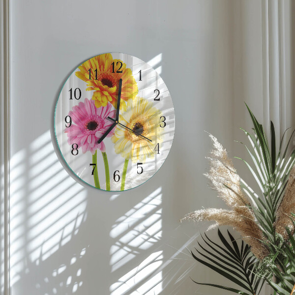 Wanduhr rund Blumen