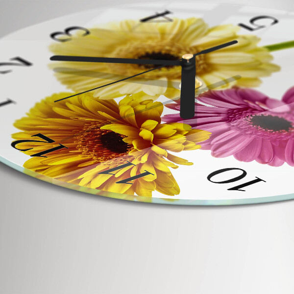 Wanduhr rund Blumen