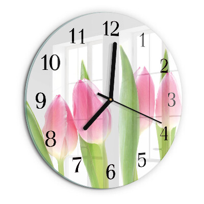 Wanduhr rund Tulpen