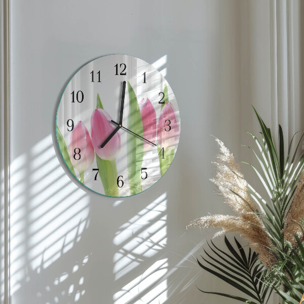 Wanduhr rund Tulpen