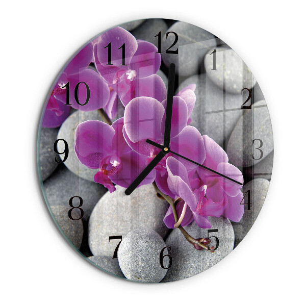Wanduhr rund Orchideensteine