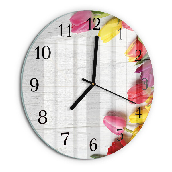 Wanduhr rund Tulpen