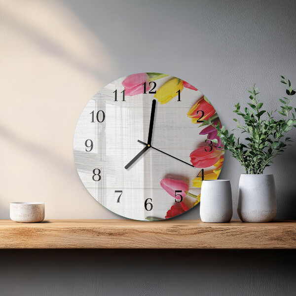 Wanduhr rund Tulpen