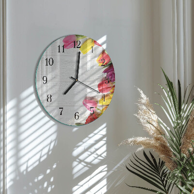 Wanduhr rund Tulpen